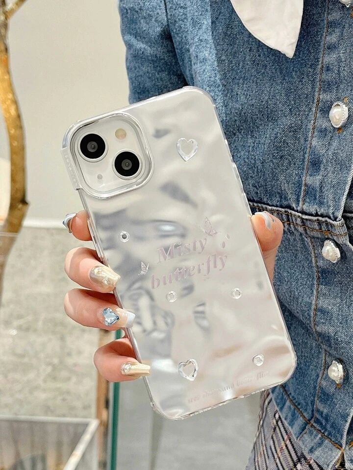 Misty Butterfly Chrome Designer Silicon Case for iPhone 15 Plus