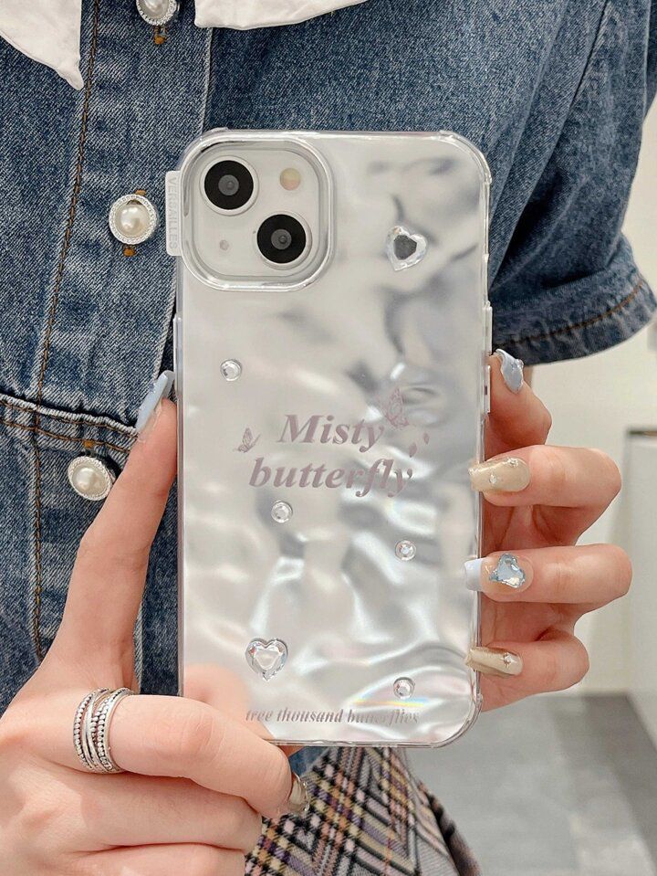 Misty Butterfly Chrome Designer Silicon Case for iPhone 15 Plus