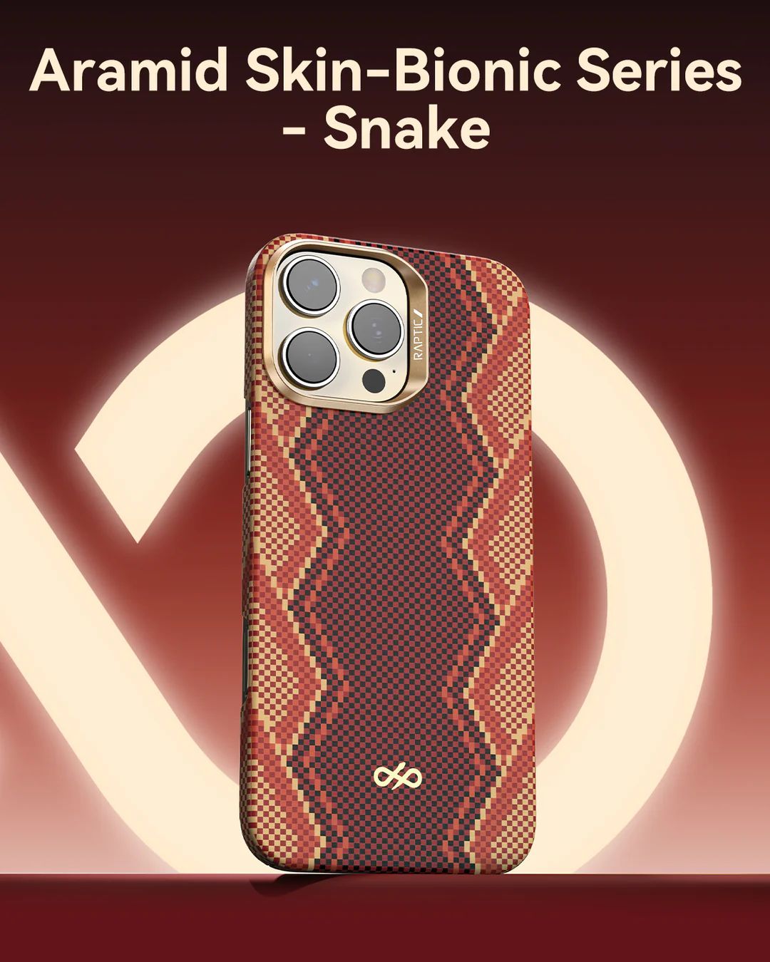 Raptic Strong - DEFENSE Armor - Aramid Fiber Skin - Profound- MagSafe Compatible - Snake Pattern case for iPhone 16 Pro Max