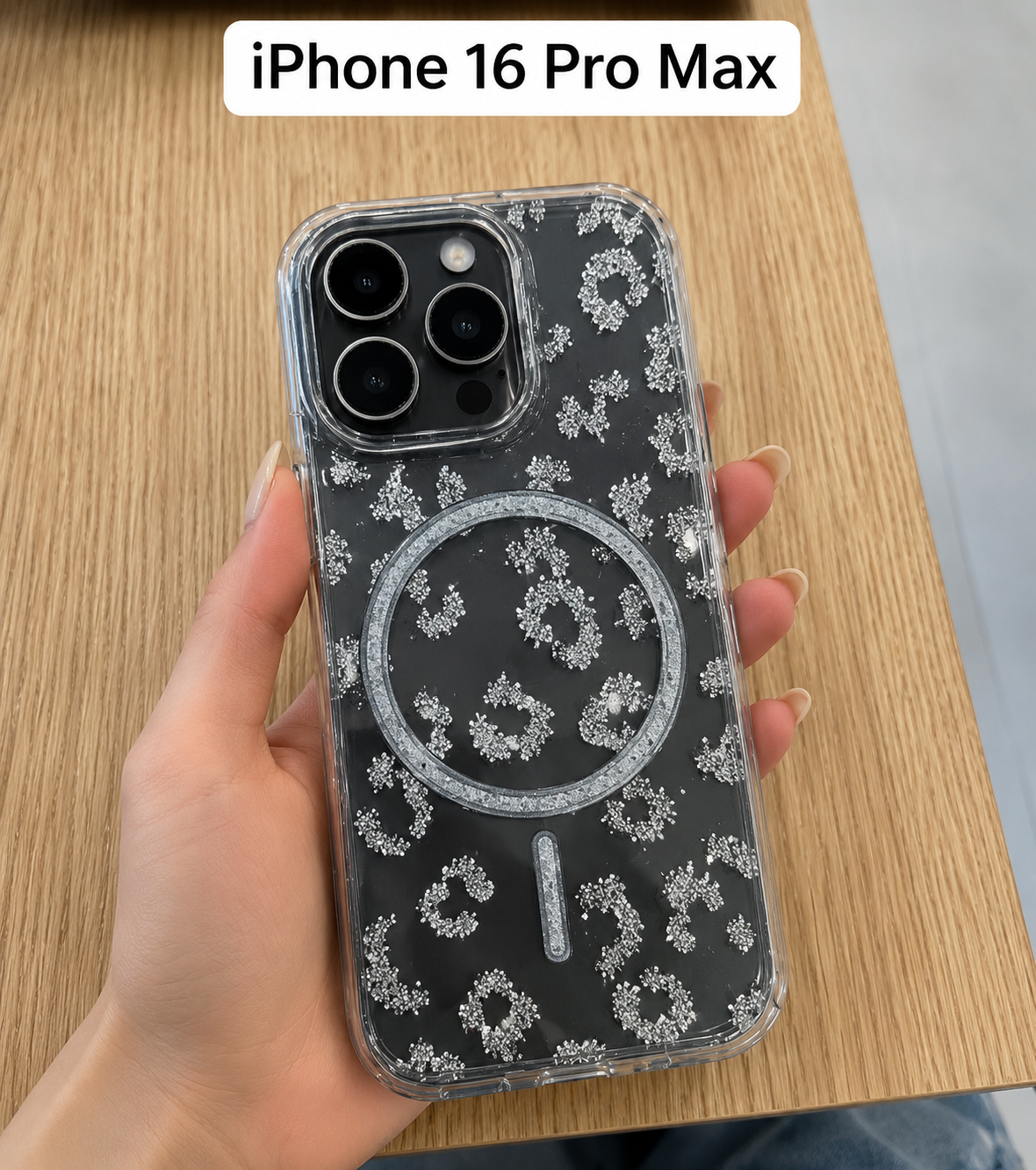 Leopard Pattern MagSafe Case For iPhone16 Pro Max (Transparent)