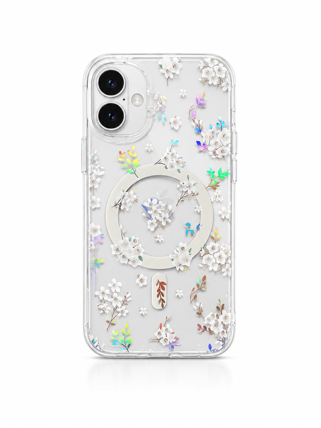 Floral Transparent Designer MagSafe Case For iPhone16 (Floral1)