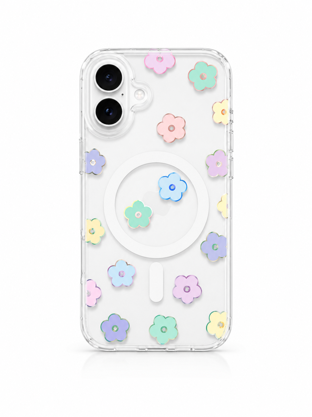 Floral Transparent Designer MagSafe Case For iPhone16(Multicolour)