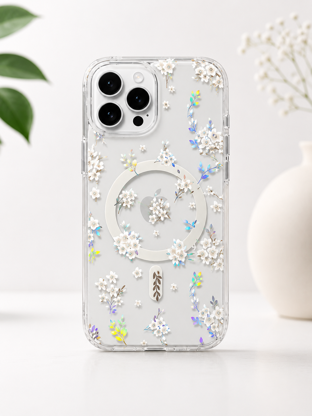 Floral Transparent Designer MagSafe Case For iPhone16 Pro Max(Floral1)