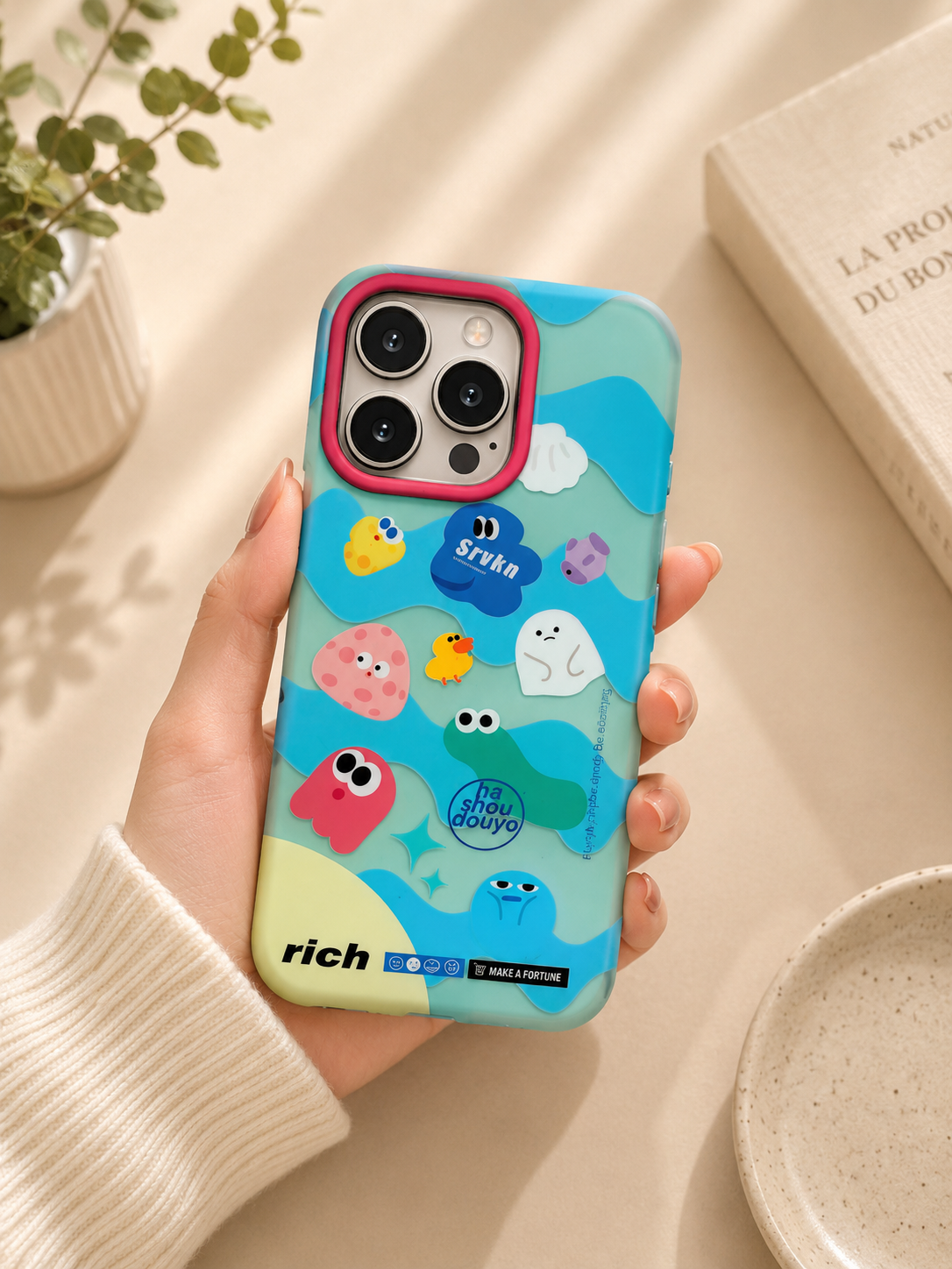 Cartoon Designer Matte Finish Case for iPhone 15 Pro(Rich Blue)