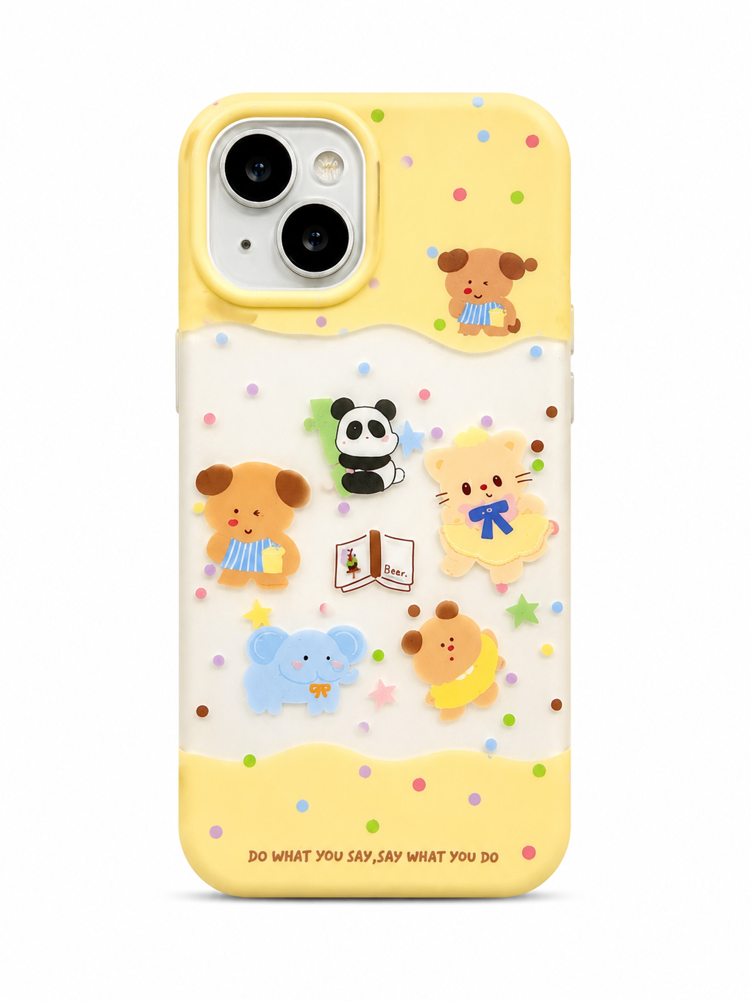 Cartoon Designer Matte Finish Case for iPhone 15(Bear Book)