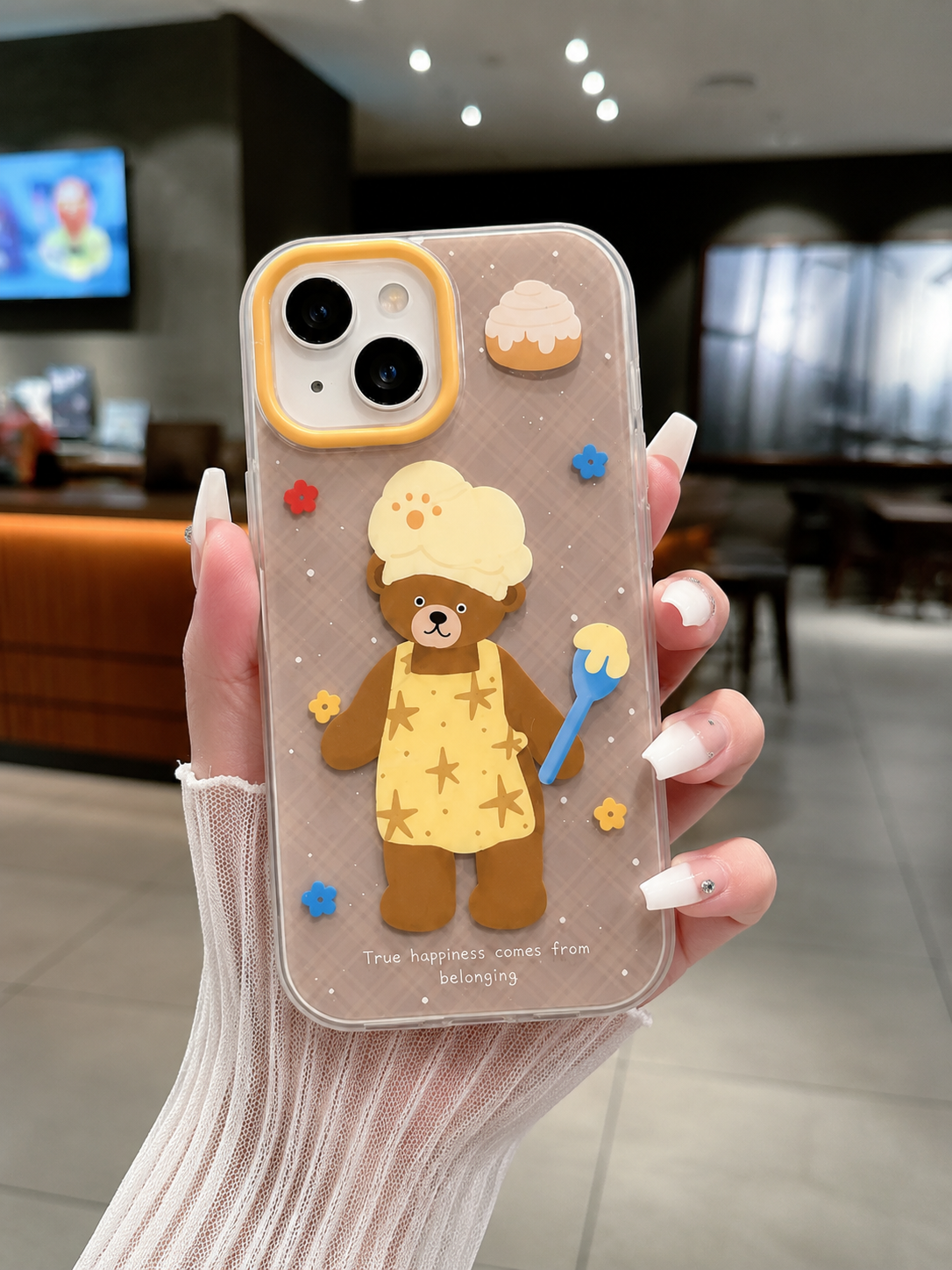 Cartoon Designer Matte Finish Case for iPhone 15(Bear Chef)