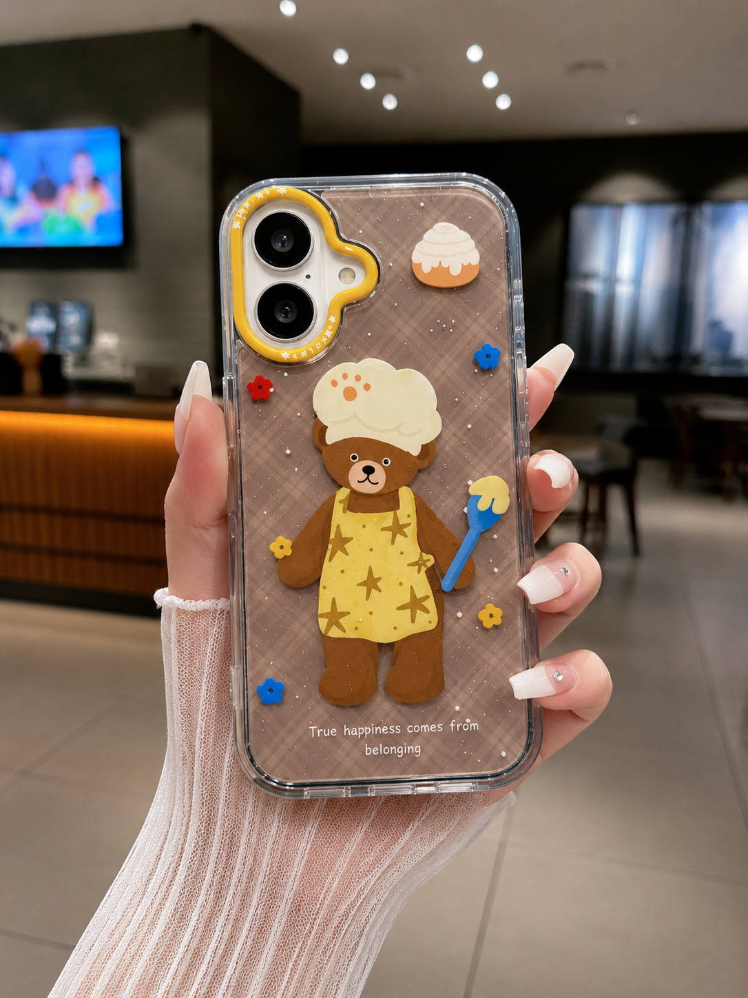 Cartoon Designer Matte Finish Case for iPhone 16(Bear Chef)