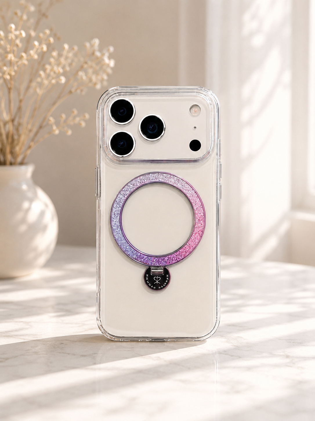 Pynana Transparent Glitter MagSafe Case For iPhone 17 pro(Transparent)