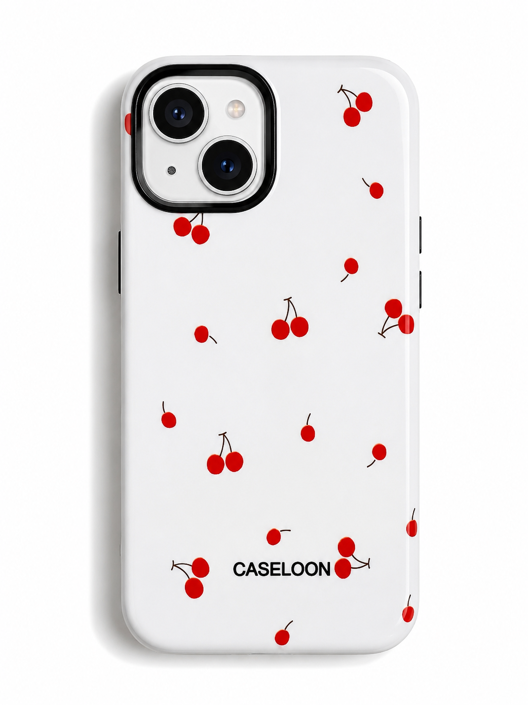 Glossy Designer Case For iPhone 15 (Red/White Cherry)