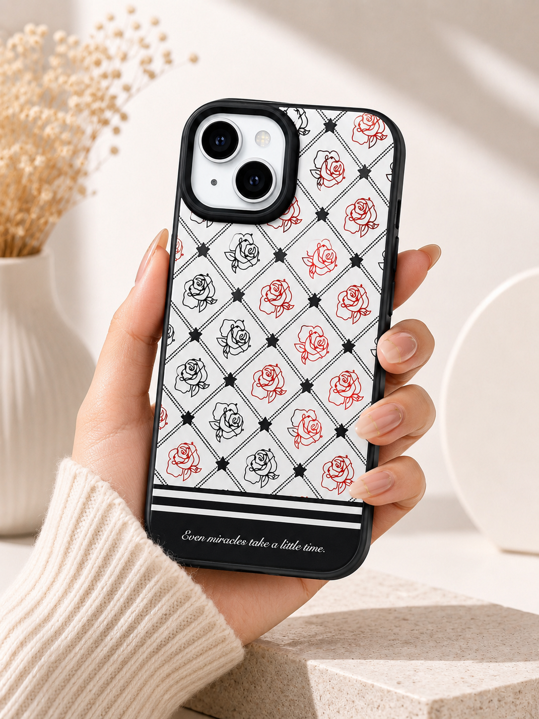 Glossy Designer Case For iPhone 15 (Multi Flower)