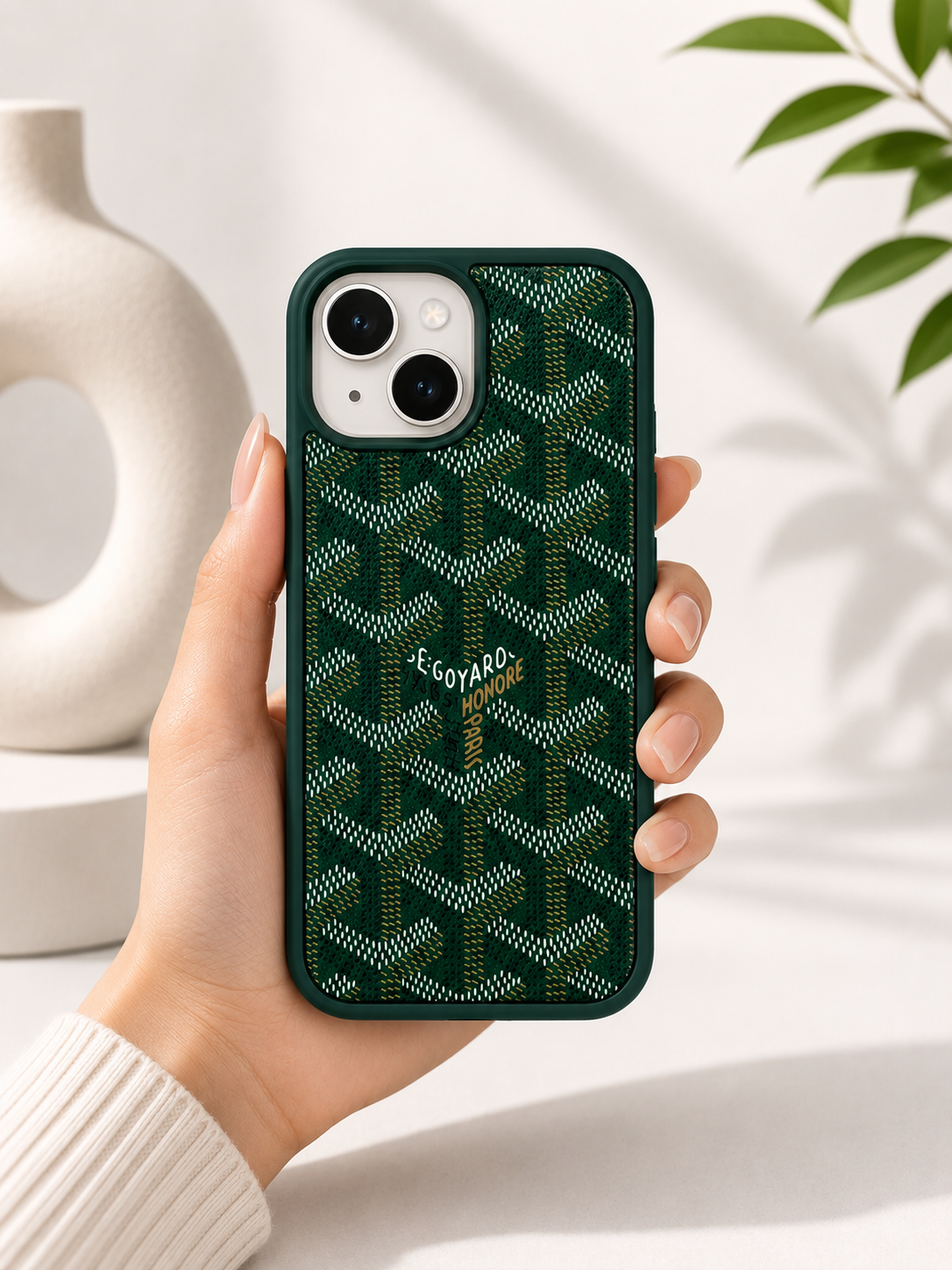 Branded PU Leather Case for iPhone 15 (Green)