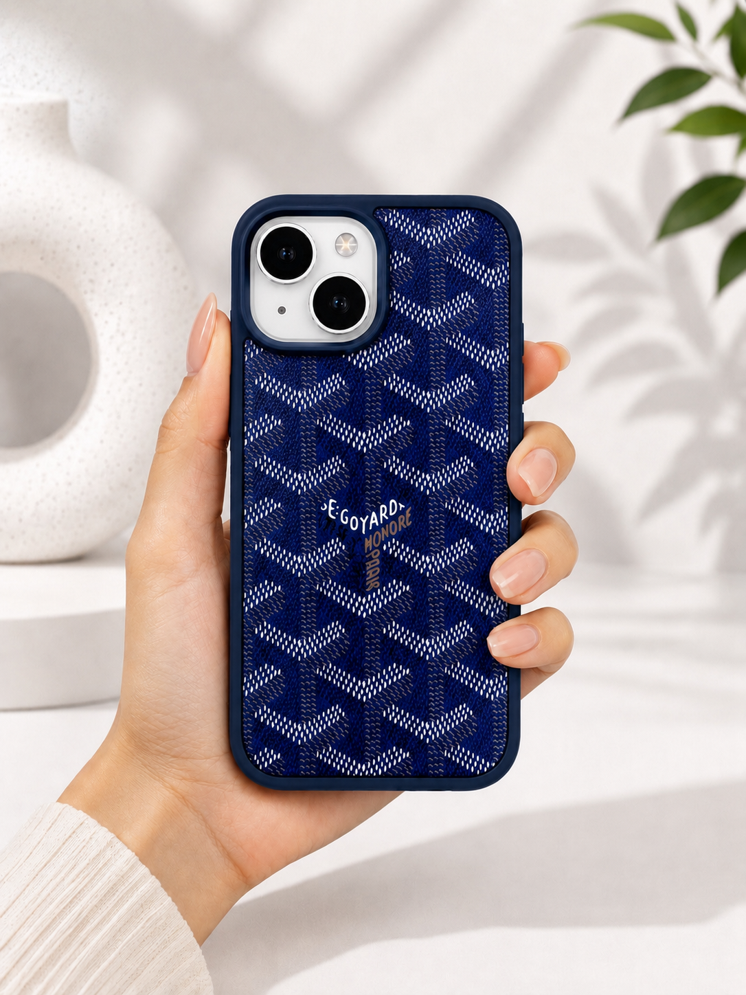 Branded PU Leather Case for iPhone 15 (Blue)