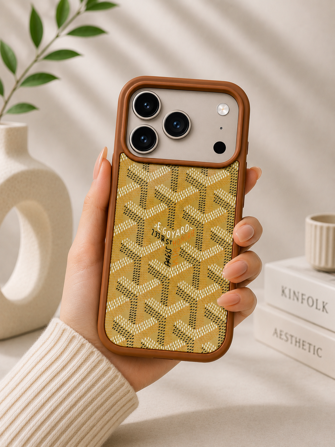 Branded PU Leather Case for iPhone 17 Pro Max (Olive Green)
