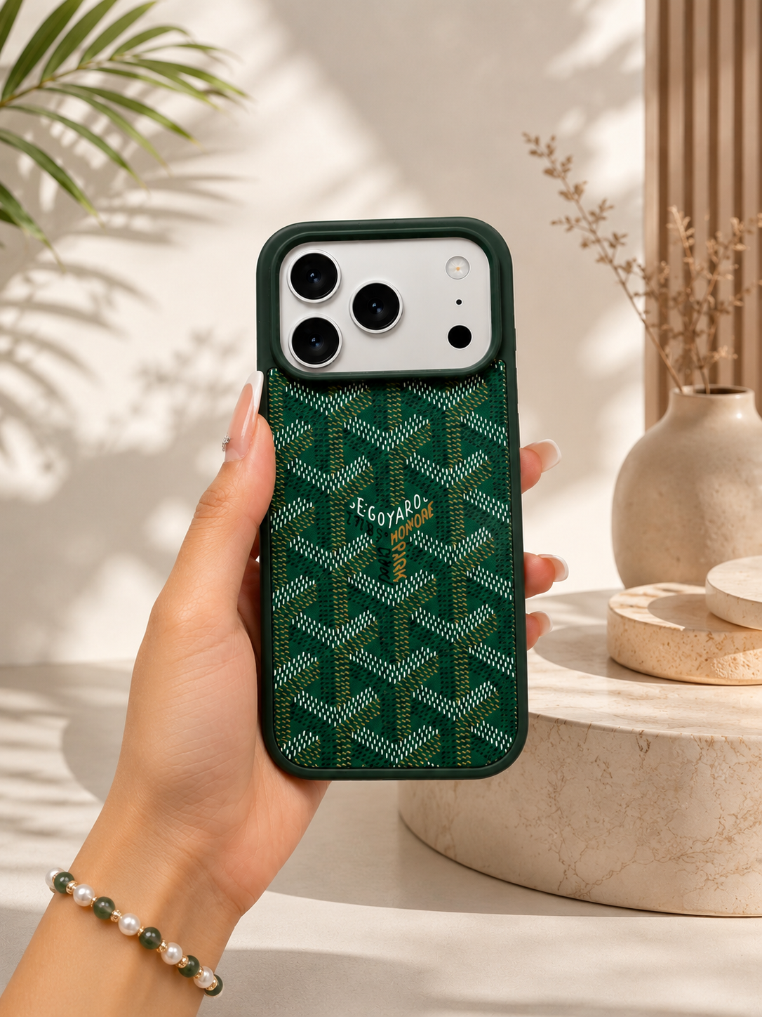 Branded PU Leather Case for iPhone 17 Pro (Green)