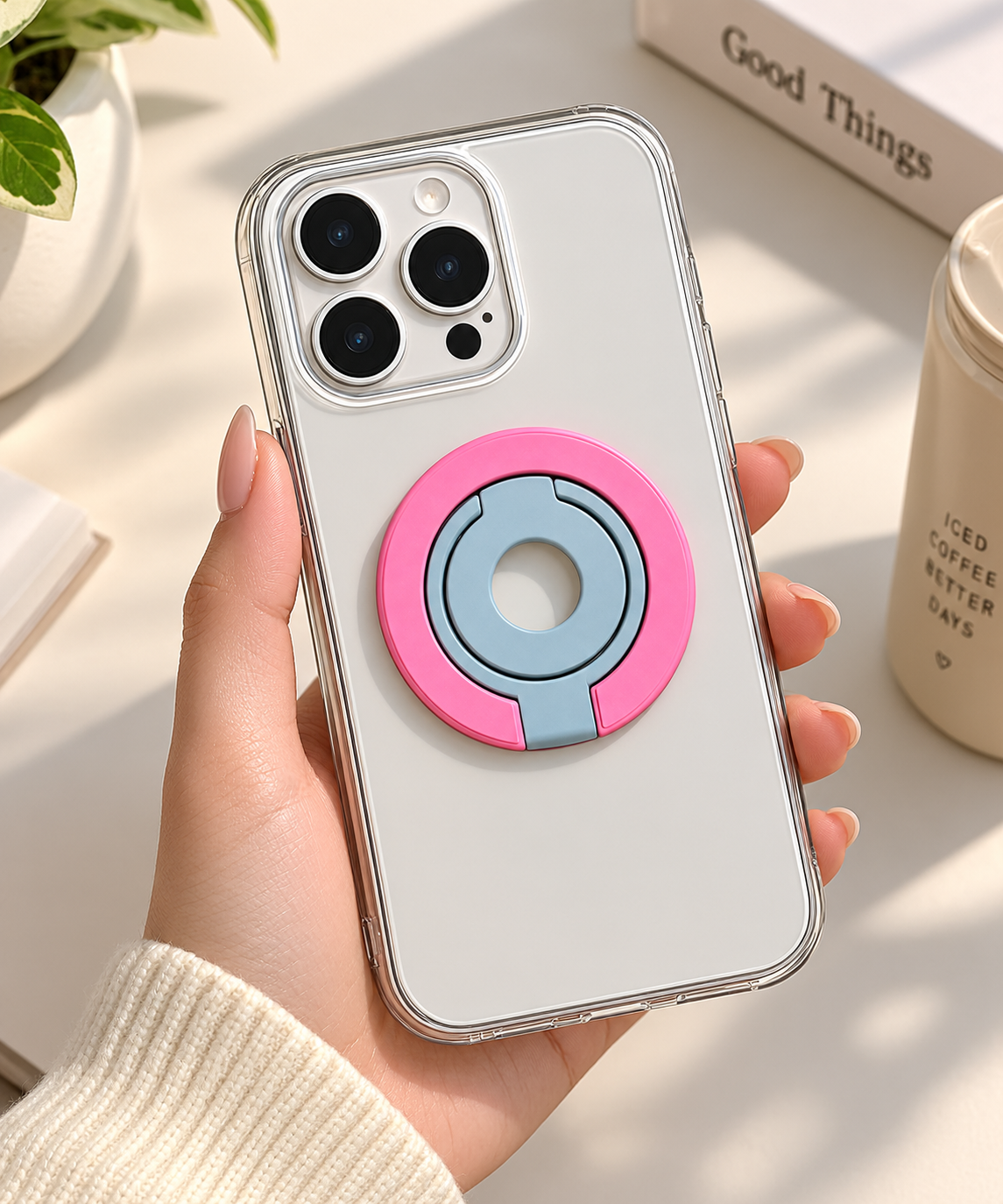 Multipurpose Magnetic MagSafe Ring Stand (Blue/Pink)