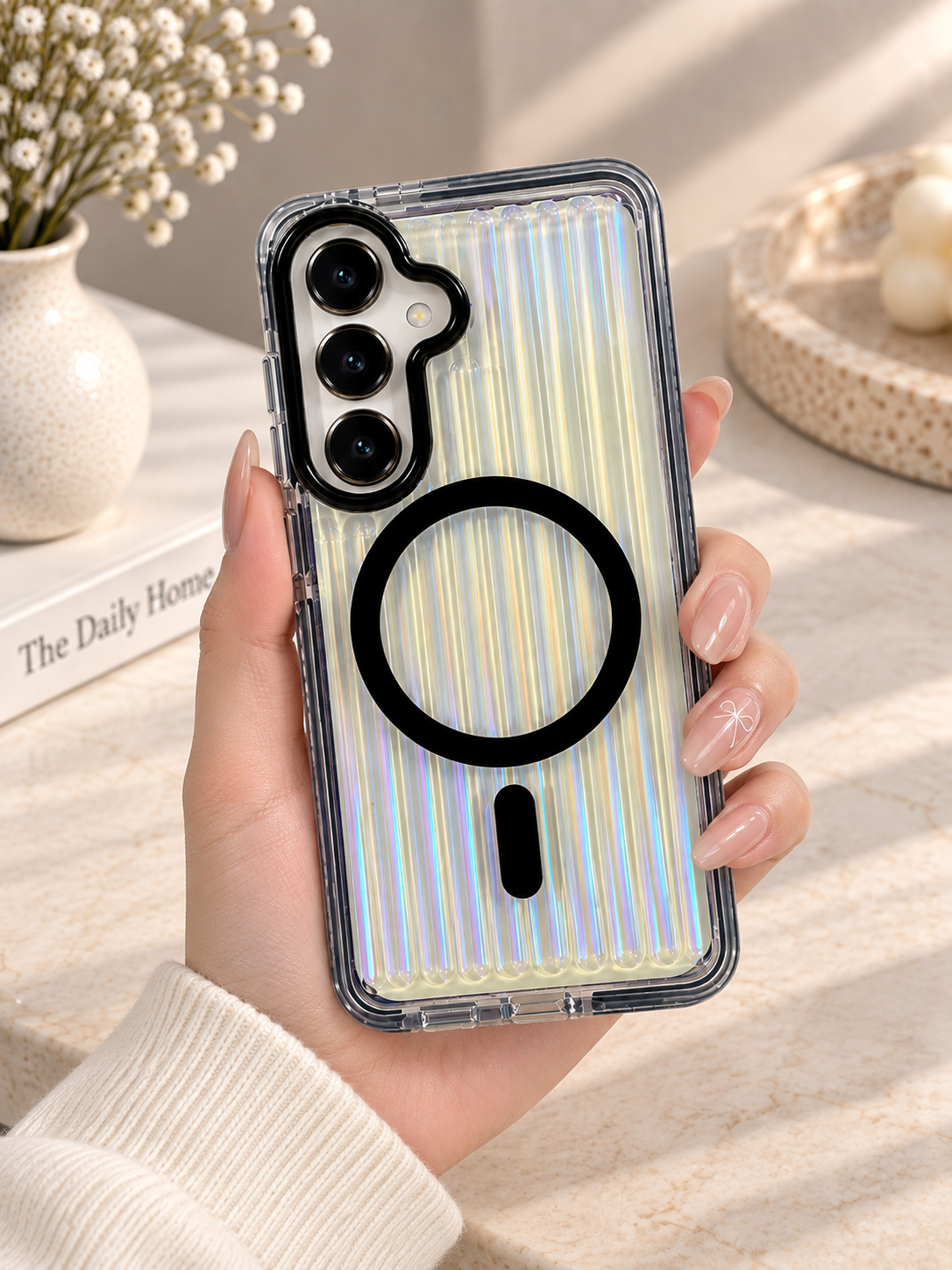 Glossy Aurora Reflection Case For Samsung S26 (Black) (Code:5063)