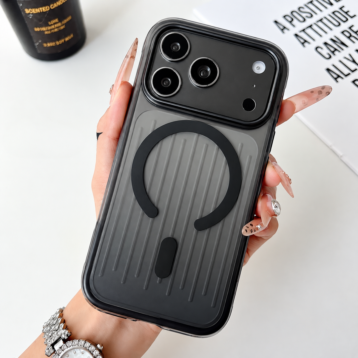 Dual Colour Matte Finish MagSafe Case for iPhone 17 Pro / 18 Pro (Black) (Code:5007)