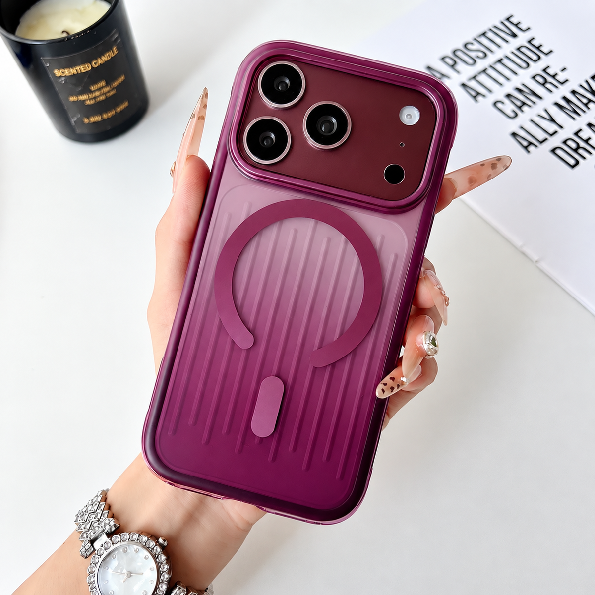 Dual Colour Matte Finish MagSafe Case for iPhone 17 Pro Max / 18 Pro Max (Burgundy) (Code:5009)