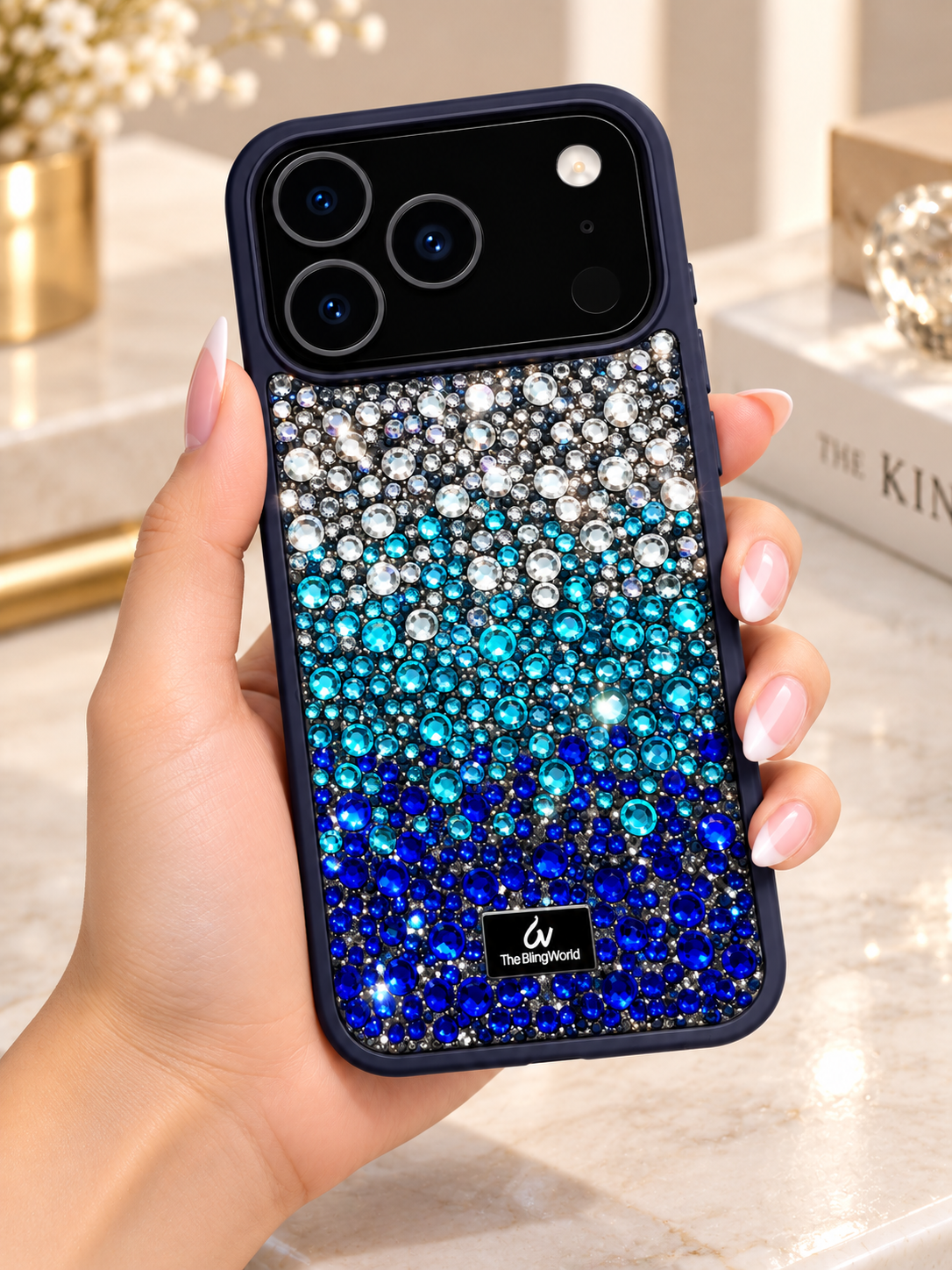 Swarovski Bling World Gradient Rhinestone Case For iPhone 17 Pro / 18 Pro (Blue) (Code:4026)