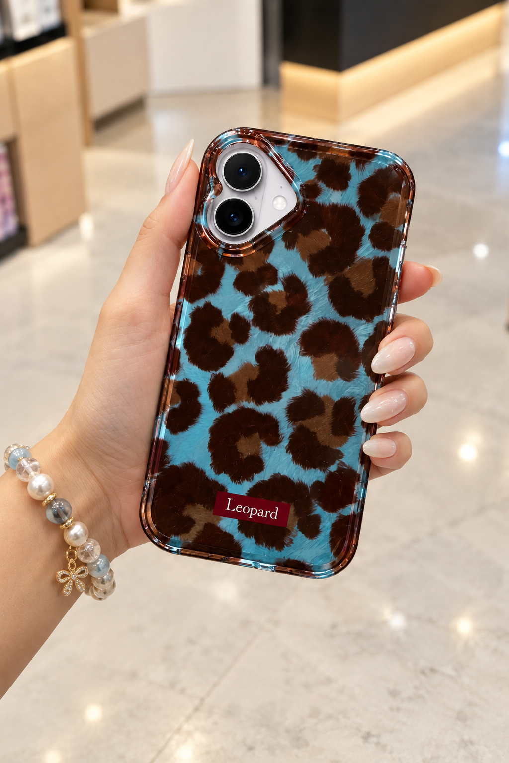 Leopard Pattern Case For iPhone17(Blue/Brown) (Code:4247)