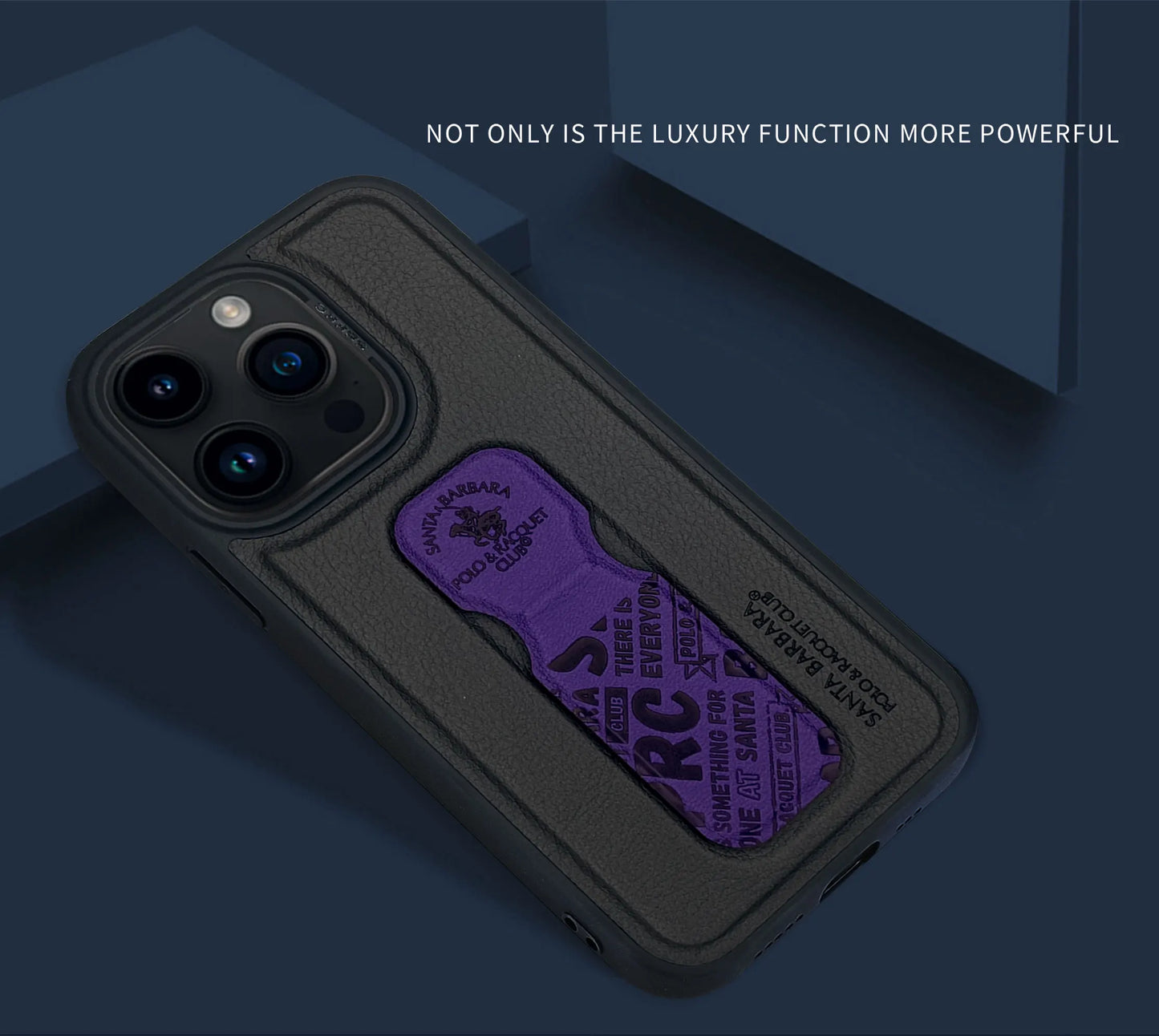 Santa Barbara Polo Blaise Series with Stand Leather Back Cover iPhone 15 Pro (Purple)