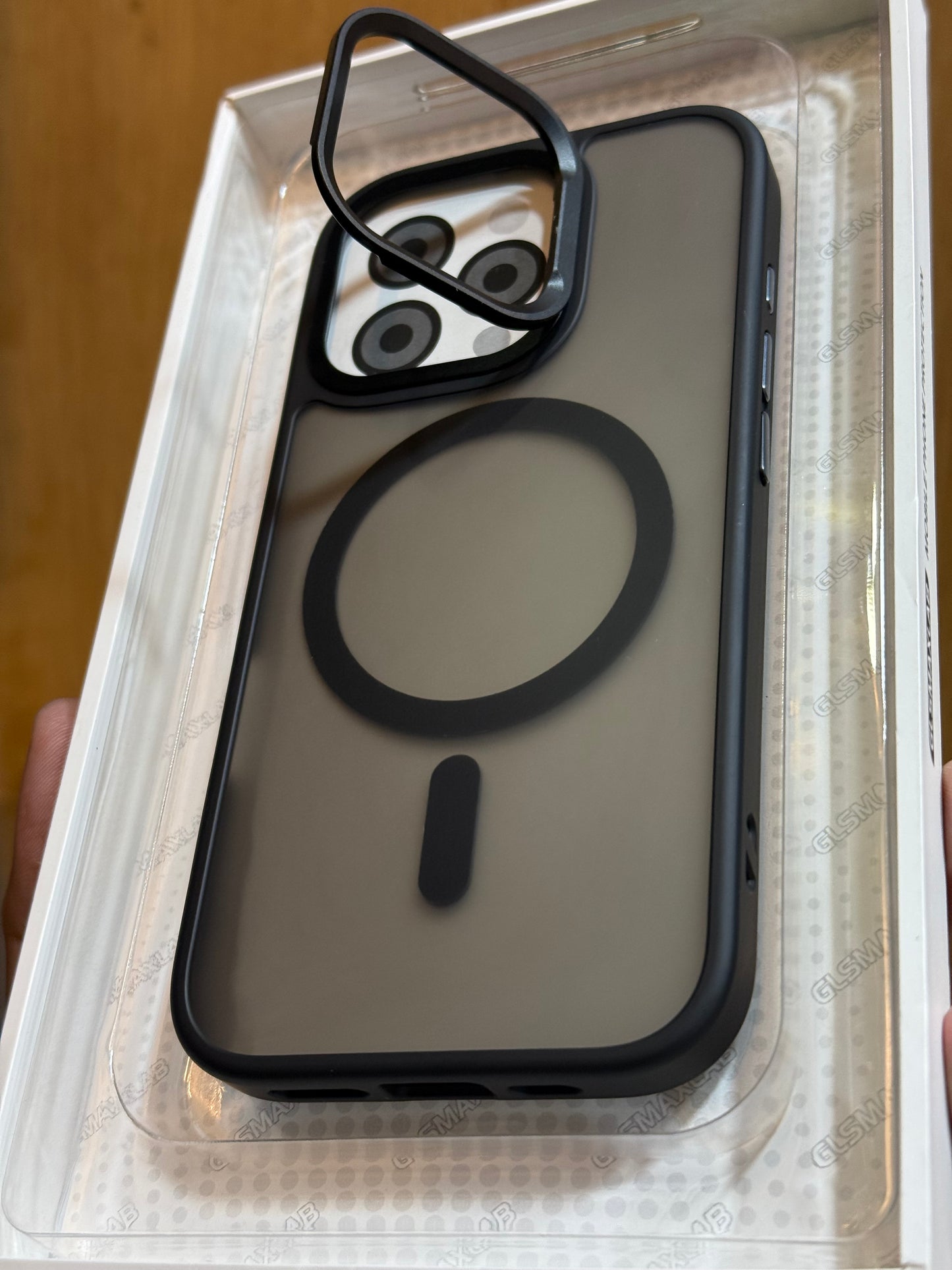 Magsafe Compatible Matte Finish Camera Stand Case for iPhone 16 Pro Max (Black)
