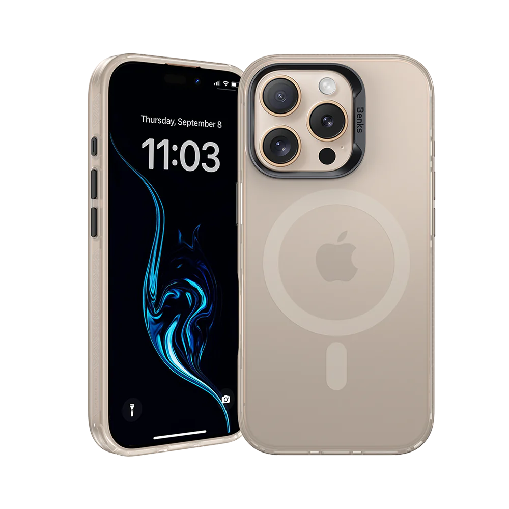 BENKS Lucid Armor Series Matte Finish Case for iPhone 16 Pro (Desert Titanium)