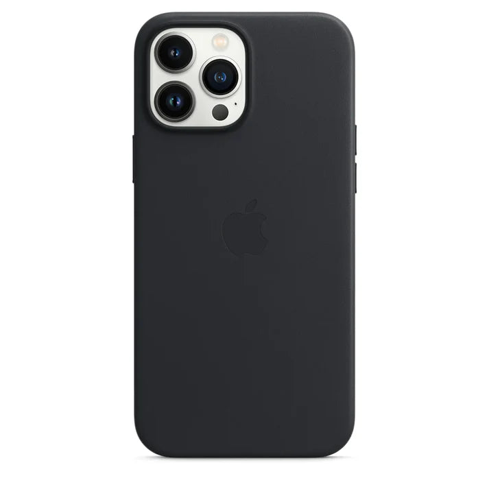PU Leather Magsafe Compatible Logo Case for iPhone 15 Pro Max (Black)