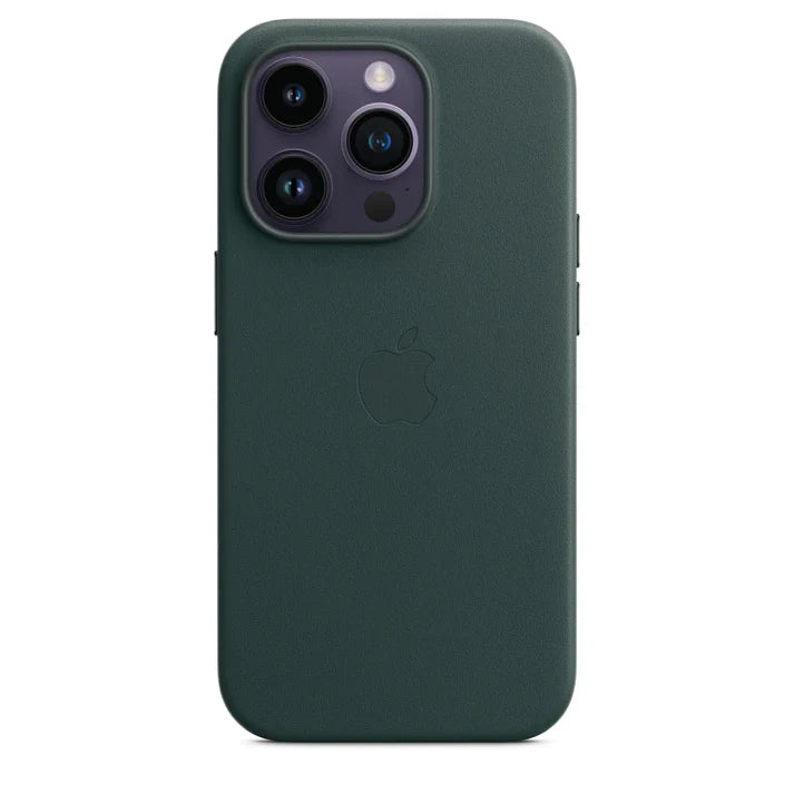 PU Leather Magsafe Compatible Logo Case for iPhone 14 Pro (Green)