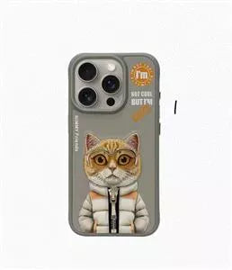 Nimmy Cute Animal Jacket Series Cat Case for iPhone 15 Pro (Grey)