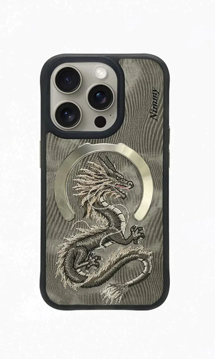 Nimmy Fantasy Animal Series Natural Titanium Dragon for iPhone 15 (Natural Titanium)
