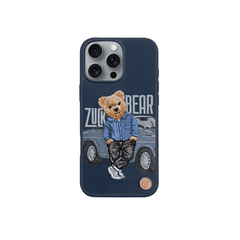 ZUCK BEAR San Francisco Fortune Series PU Leather Case for iPhone 16 Pro Max (Blue)