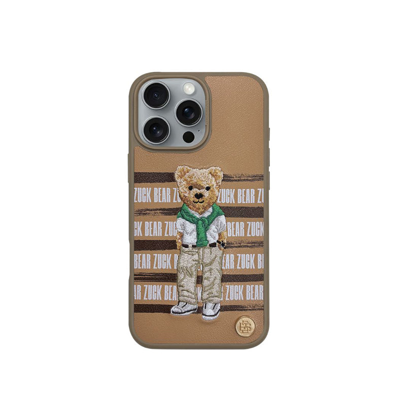ZUCK BEAR San Francisco Fortune Series PU Leather Case for iPhone 16 Pro Max (Brown)