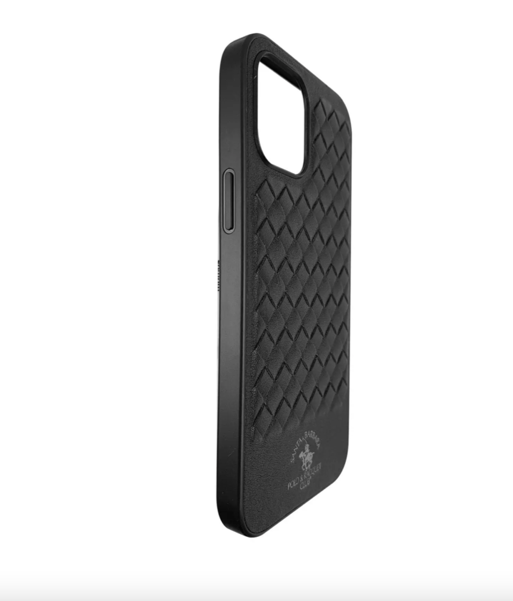 Santa Barbara Polo Ravel Series Leather Back Cover iPhone 15 Pro (Black)