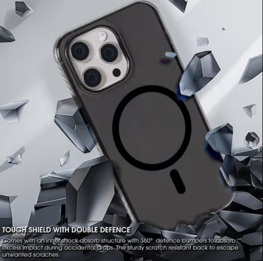 Transparent Smoke Grey Gloss Finish Magsafe Compatible Case with Animation/Notification for iPhone 14 Pro Max