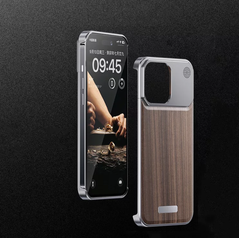 Super Slim Metal Frame Less Perfume Teak Wood Case with Magsafe for iPhone 16 Pro Max (Natural Titanium)