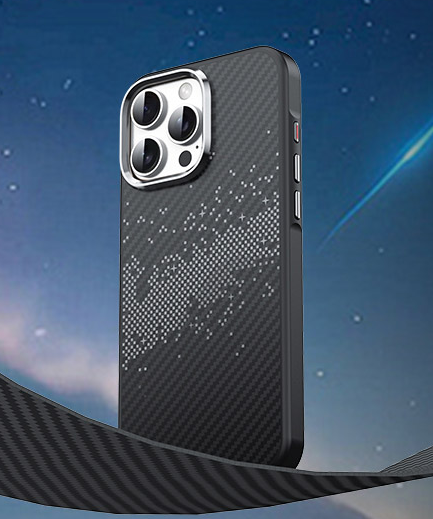 TOTU Matte Finish Carbon Fibre Case for iPhone 16 Pro Max (Natural Titanium)