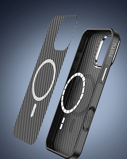 TOTU Matte Finish Carbon Fibre Case for iPhone 16 Pro Max (Natural Titanium)