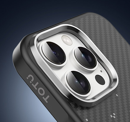 TOTU Matte Finish Carbon Fibre Case for iPhone 16 Pro Max (Natural Titanium)