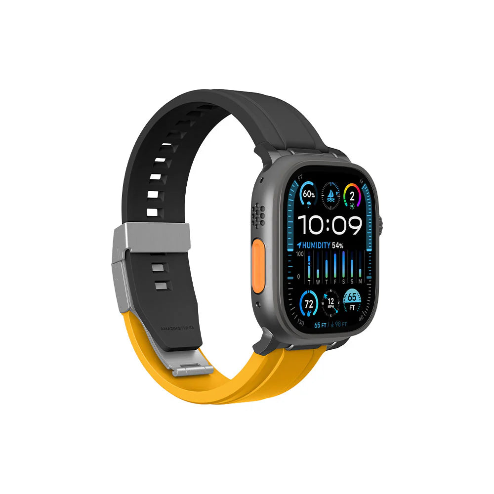 AMAZING THINGS Silicon watch Band for iWatch 44mm/45mm/46mm &49mm(ULTRA) (BLACK/YELLOW)