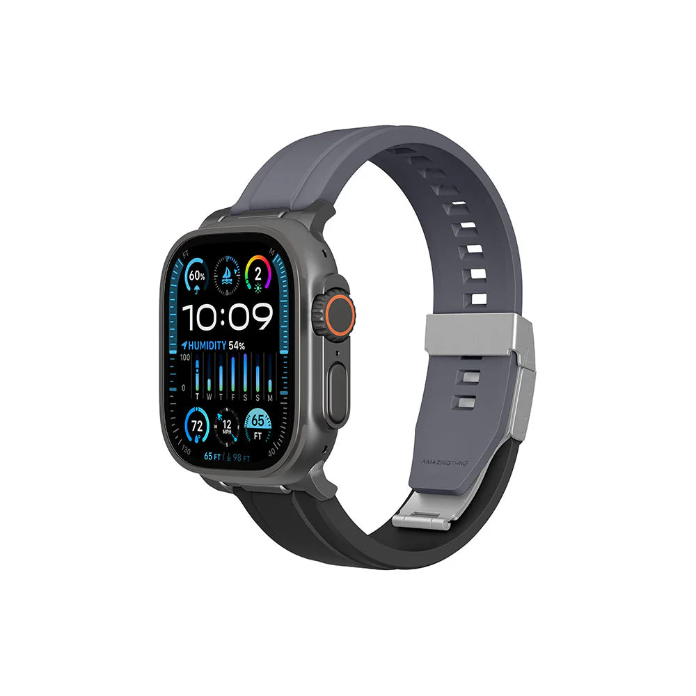 AMAZING THINGS Silicon watch Band for iWatch 44mm/45mm/46mm &49mm(ULTRA) (GREY/BLACK)