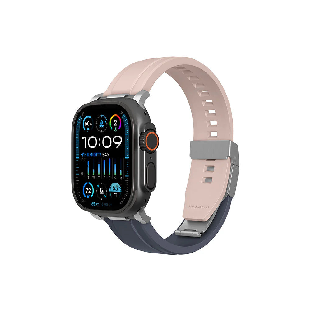 AMAZING THINGS Silicon watch Band for iWatch 44mm/45mm/46mm &49mm(ULTRA) (PINK/GREY)