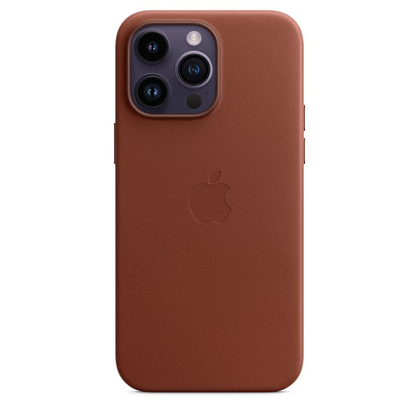 PU Leather Magsafe Compatible Logo Case for iPhone 15 Pro Max (Tan Brown)