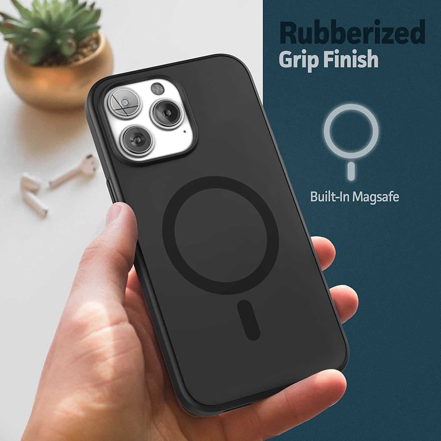 Black Drop Proof Matte Finished Magsafe Case for iPhone 14 Pro