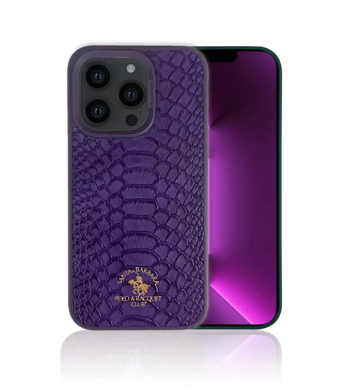 Santa Barbara Polo Knight Series Leather Back Cover iPhone 14 Pro (Deep Purple)