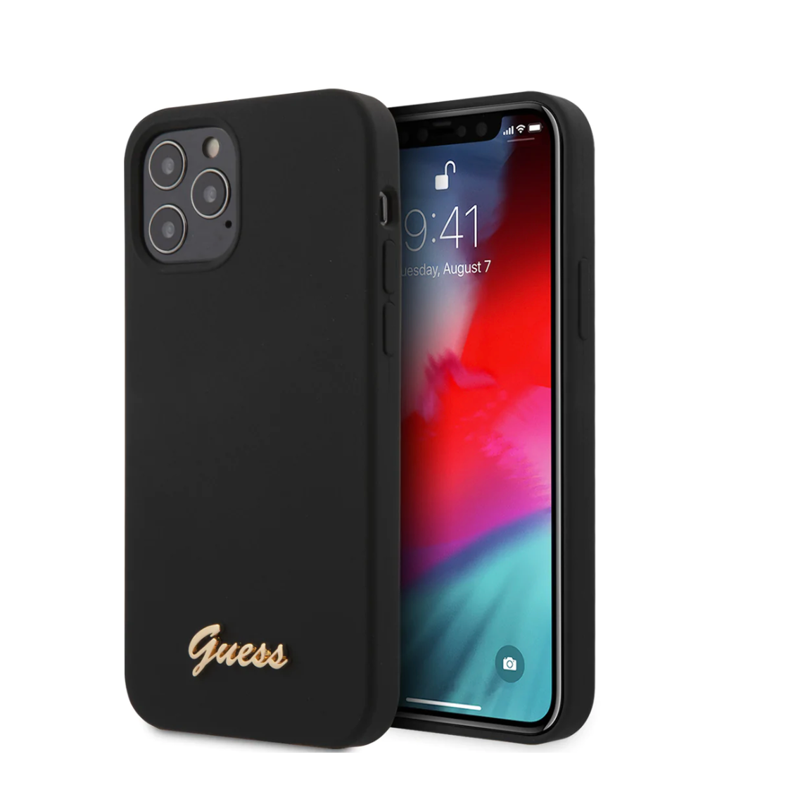 iPhone 13 Pro Max - SILICONE BLACK METAL LOGO Case - GUESS