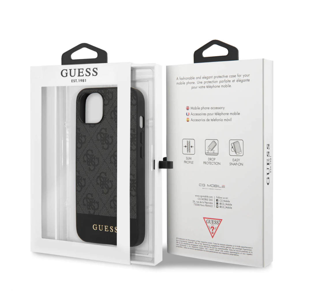 iPhone 12 Pro Max Premium Leather COLLECTION PU WITH BOTTOM STRIPE METAL LOGO - GUESS