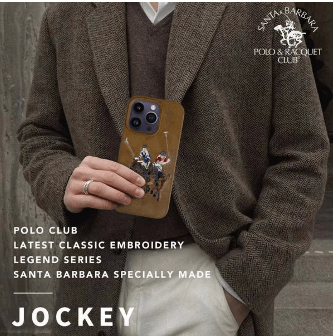 iPhone 14 Pro Max Polo Jockey Genuine Santa Barbara Leather Case (Brown)