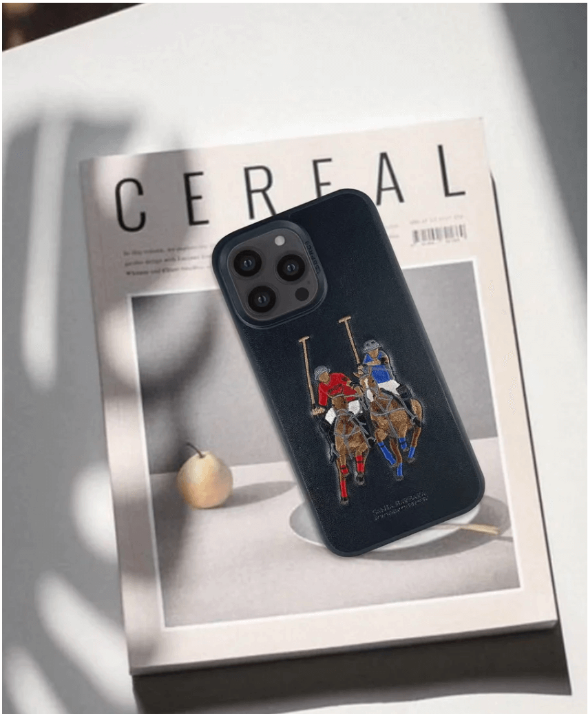 iPhone 14 Pro Max Polo Jockey Genuine Santa Barbara Leather Case (Black)