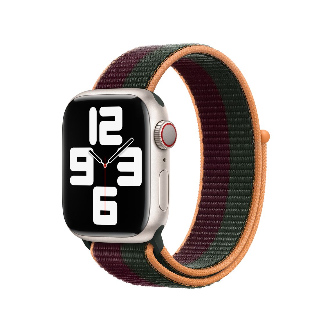 Cherry/Forest Green Sports Loop for iWatch 44mm, 42mm & 45mm Series 1 2 3 4 5 6 7 (Watch Not Included)